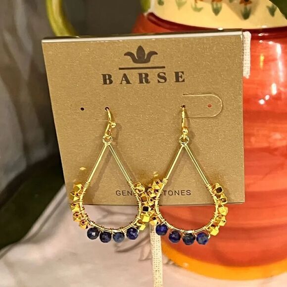 NWT Barse Genuine Stones Lapis Drop Earrings #BJER - Picture 3 of 7